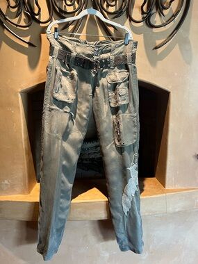 Pete&Greta Y2K vintage Utility Cargo Pants with Belt - Olive Green